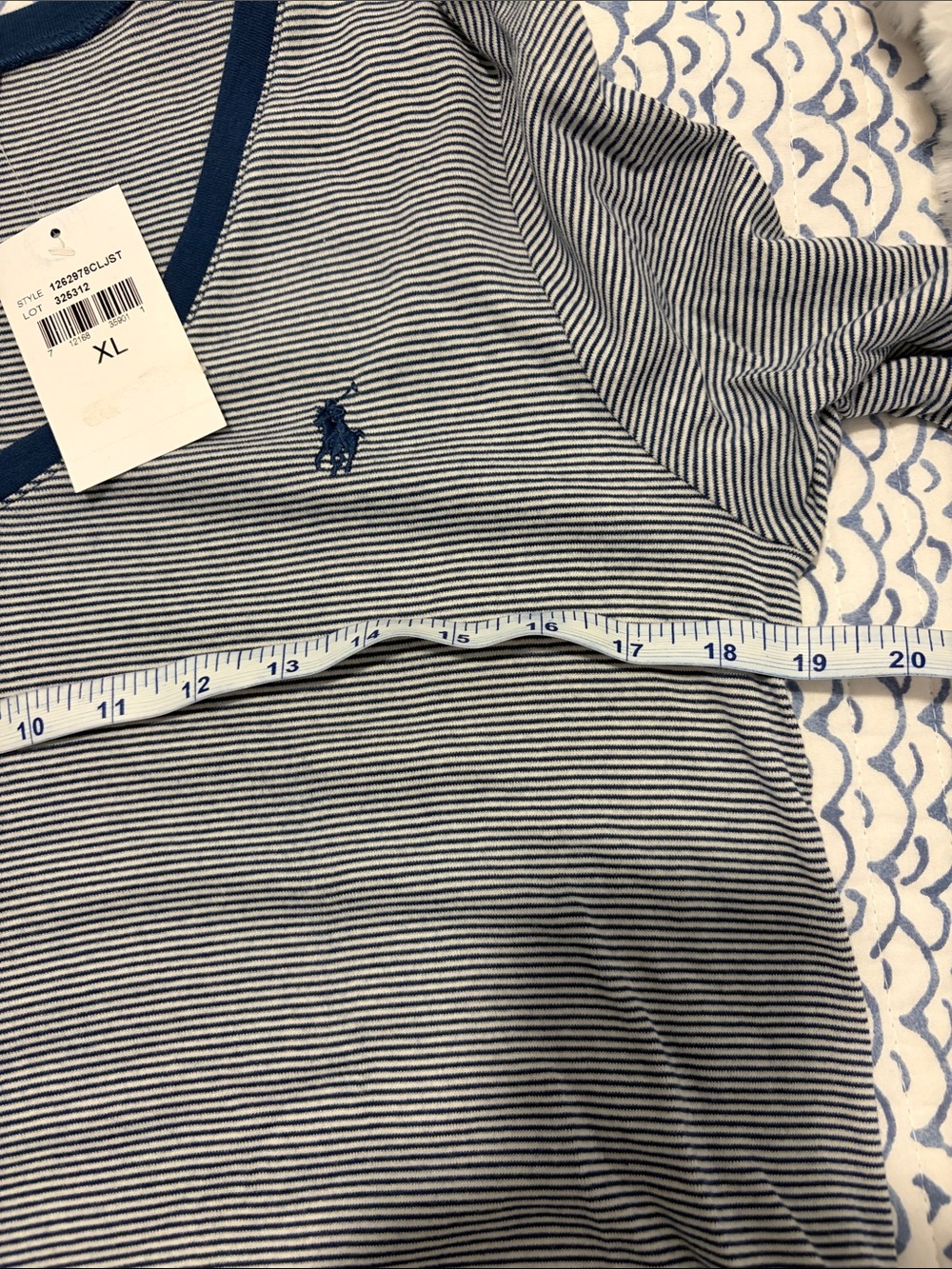 Ralph Lauren Blue and White Striped V-Neck Sweater - Picture 6 of 6